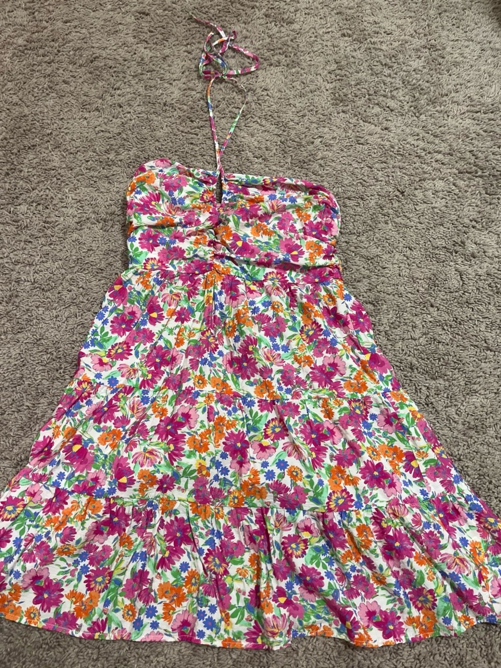 Pants Store Floral Halter Tie Mini Dress